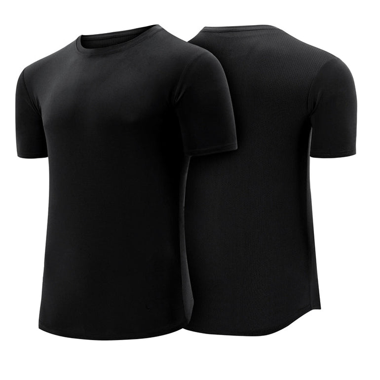 Black Short Sleeves Sweat-Wicking Gym T-Shirt